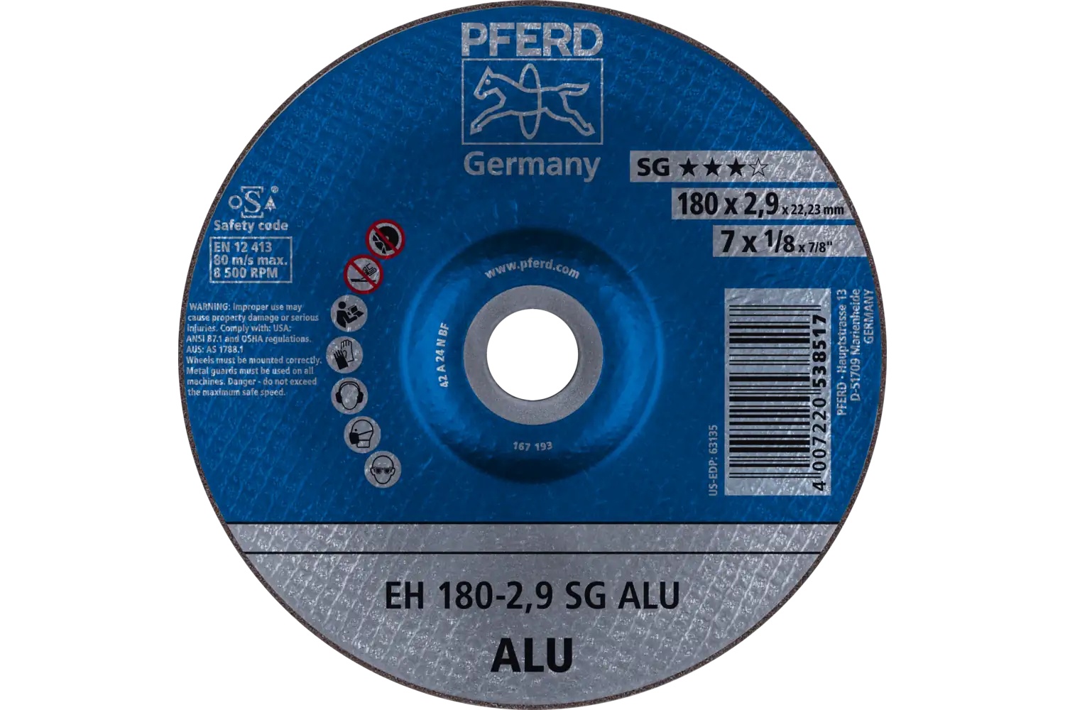 Picture of Pferd Cut-Off Wheel, 7" X 3/32 X 7/8, Sg Alu, T27, Aluminum Oxide